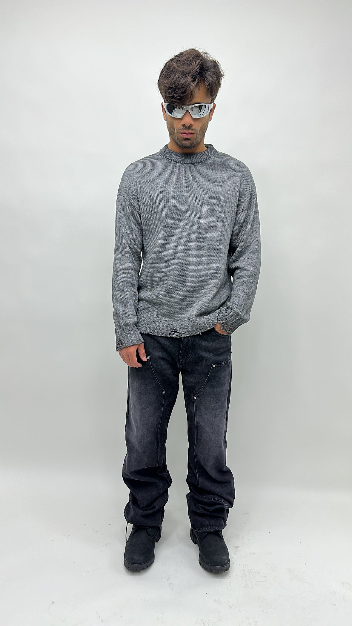 MAGLIA FRAYED GRAY
