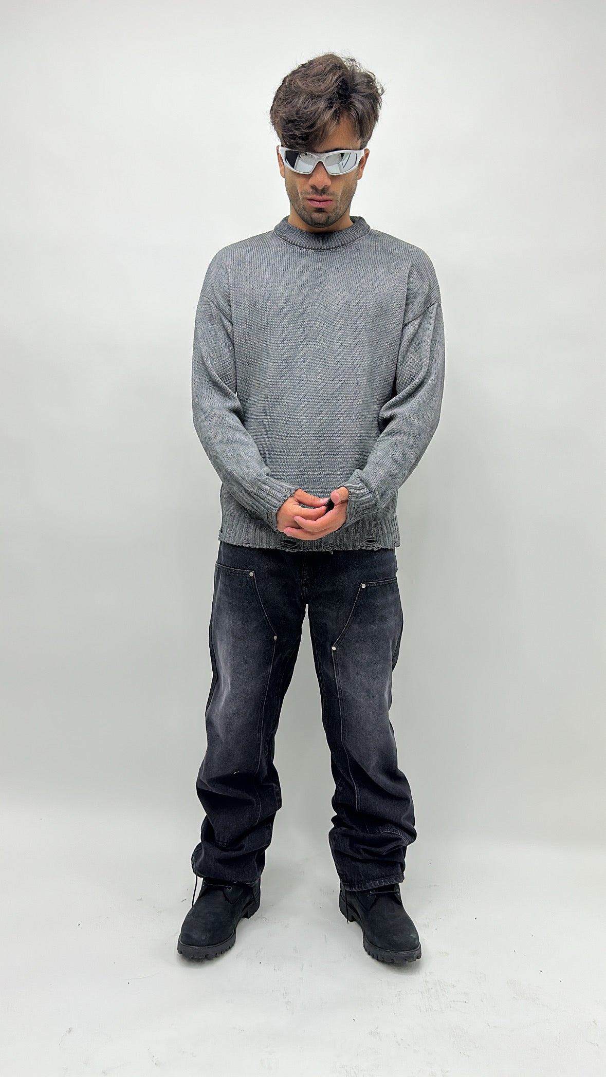 MAGLIA FRAYED GRAY