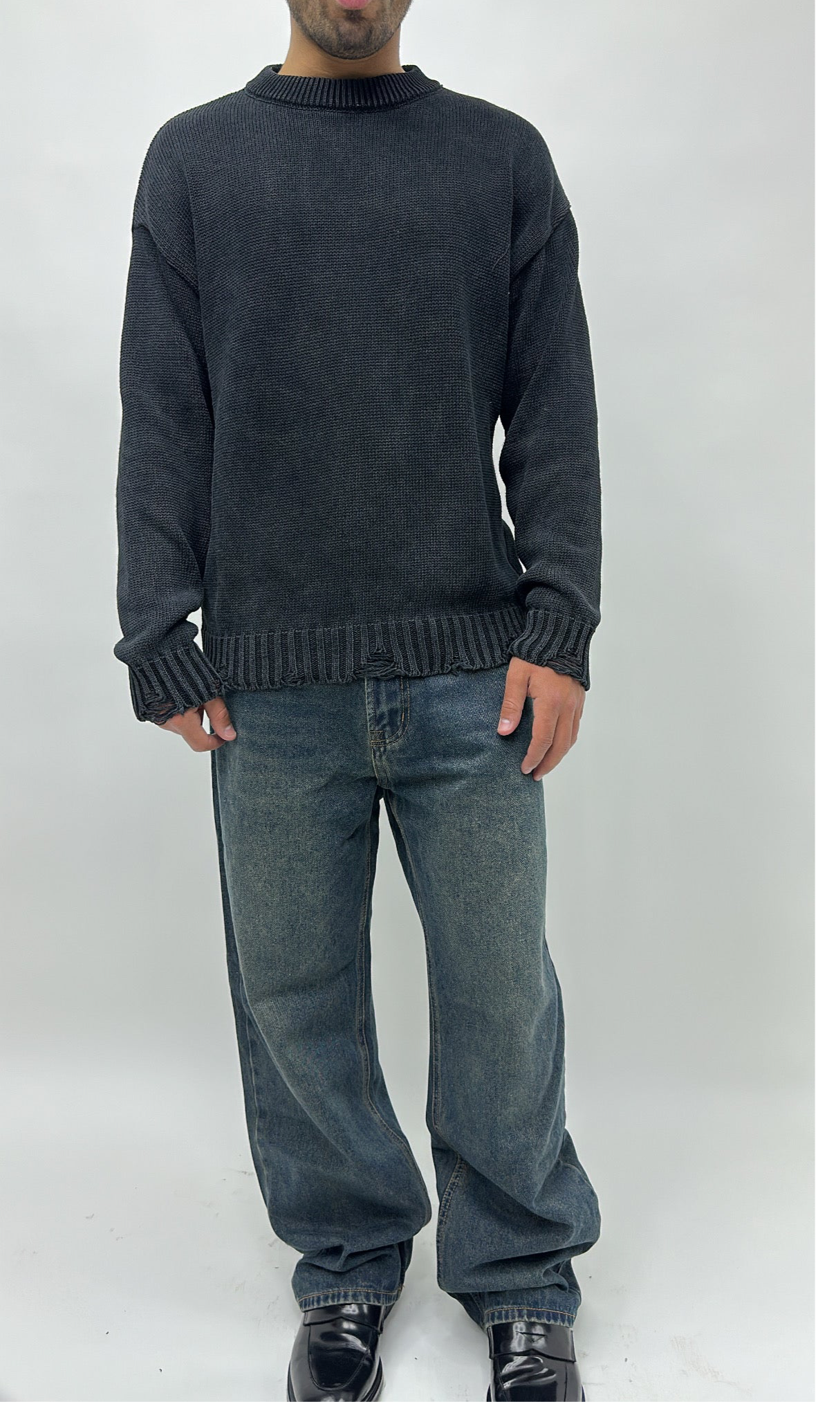 MAGLIA FRAYED BLACK
