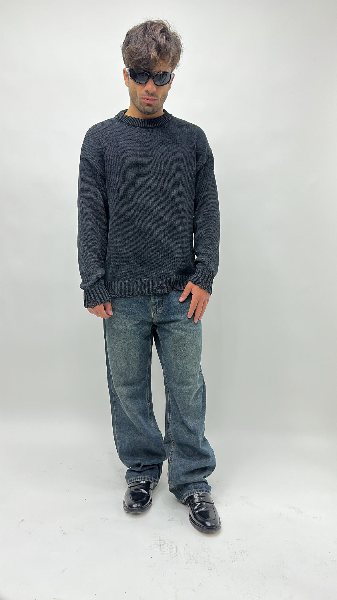 MAGLIA FRAYED BLACK