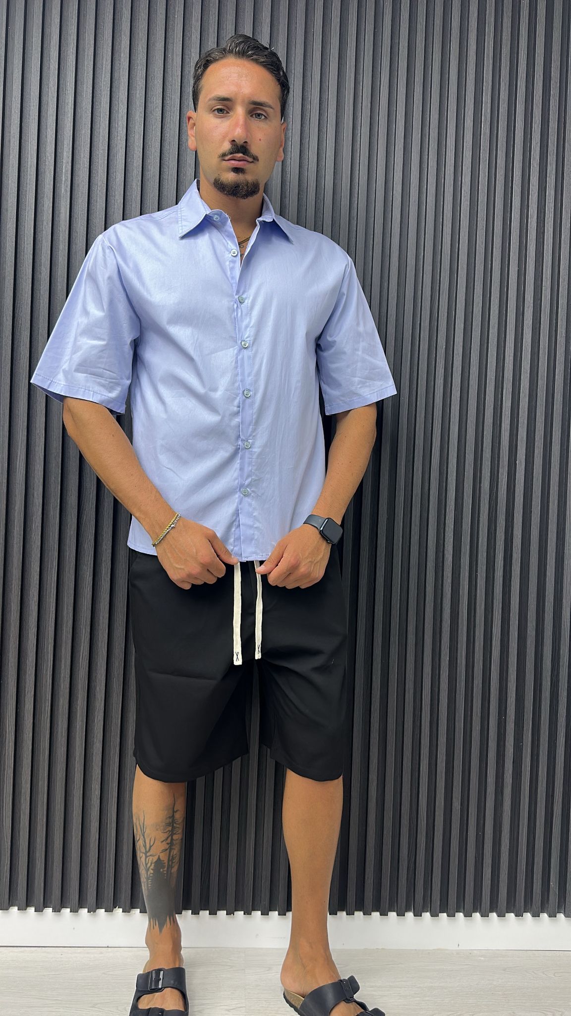 CAMICIA CROP AZZURRA