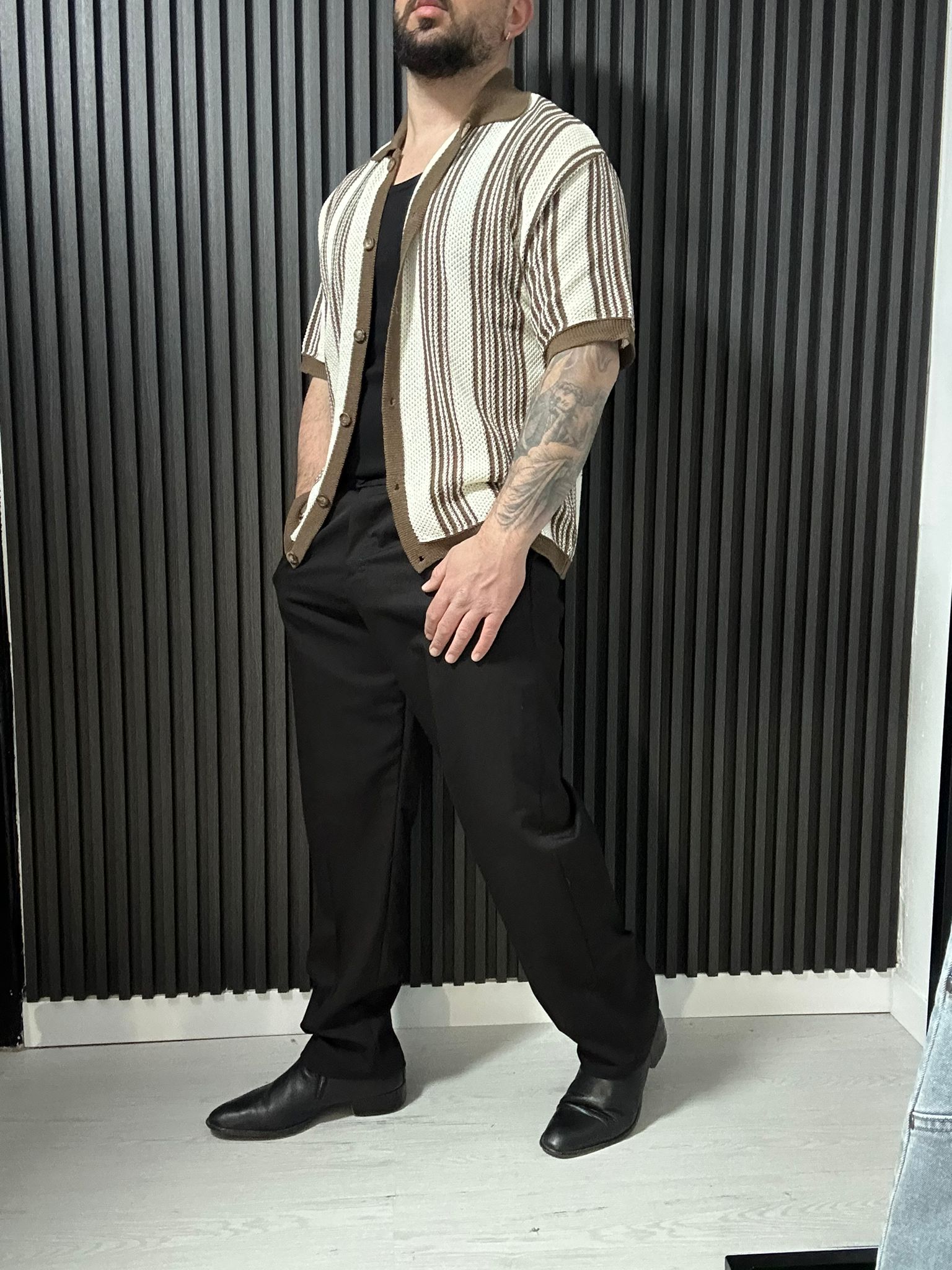 POLO RIGHE MARRONE