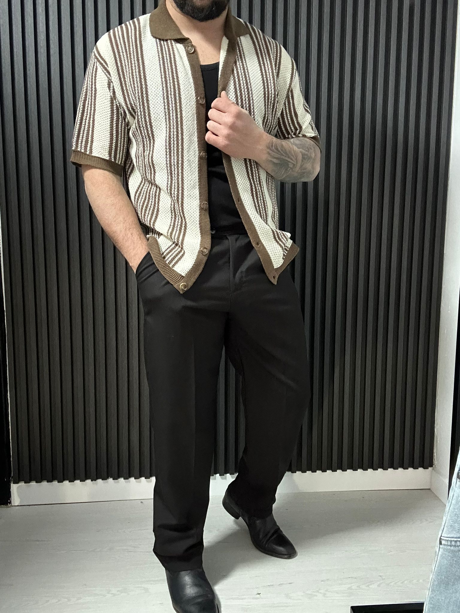 POLO RIGHE MARRONE